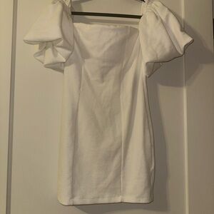 Free People White Puff Sleeve Mini Dress